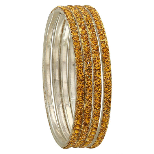 sukriti partywear traditional brass yellow bangles for women - set of 4