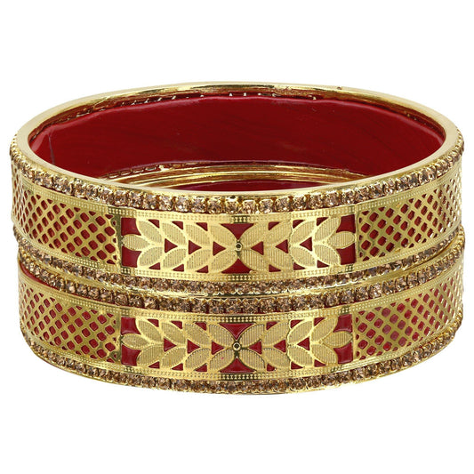 sukriti rajasthani beautiful golden brass carved lac bangles for women – set of 2