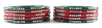 sukriti rajasthani bridal red-green chura bangles for women - set of 10