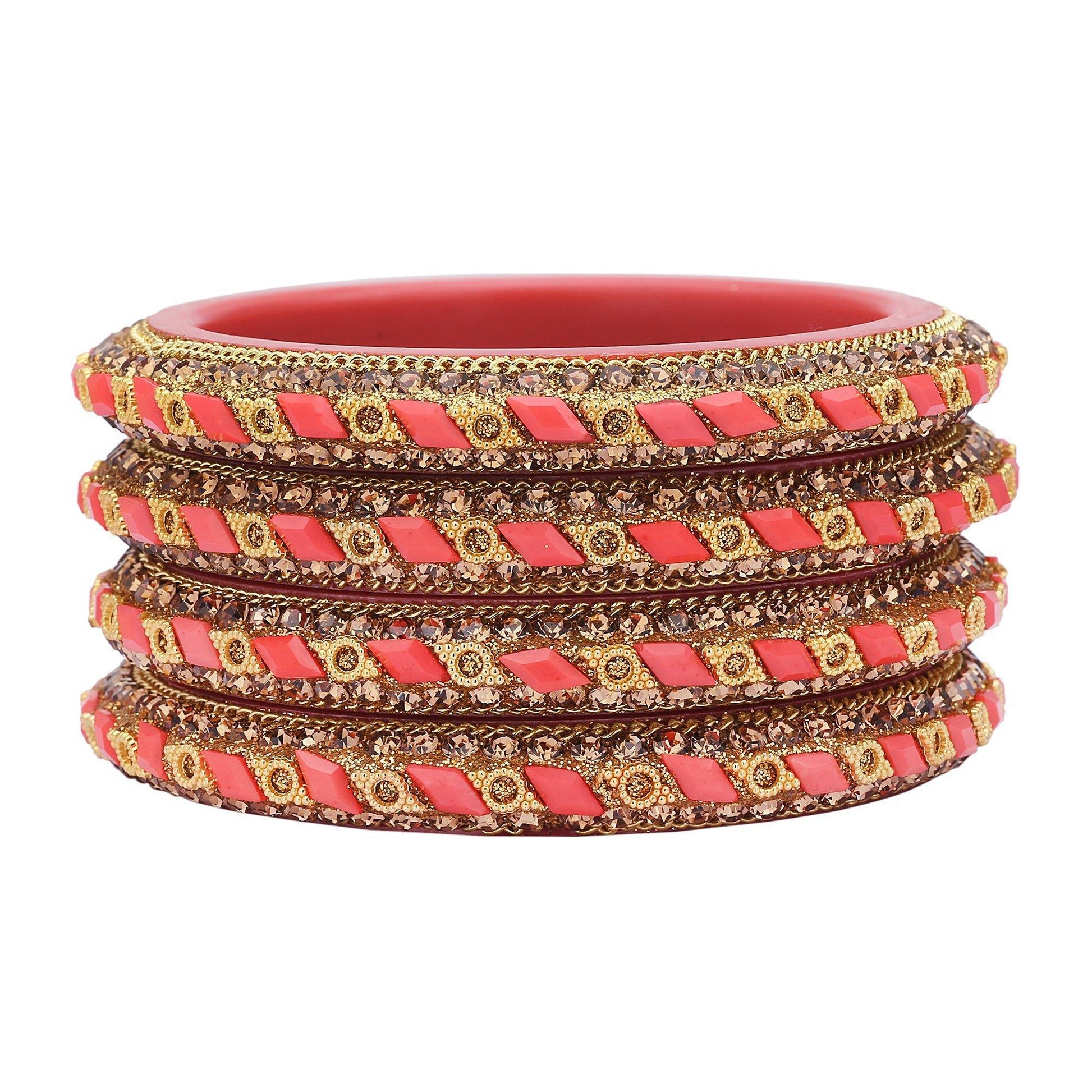 sukriti rajasthani contemporary baby-pink kada seep acrylic bangles for girls & women – set of 4