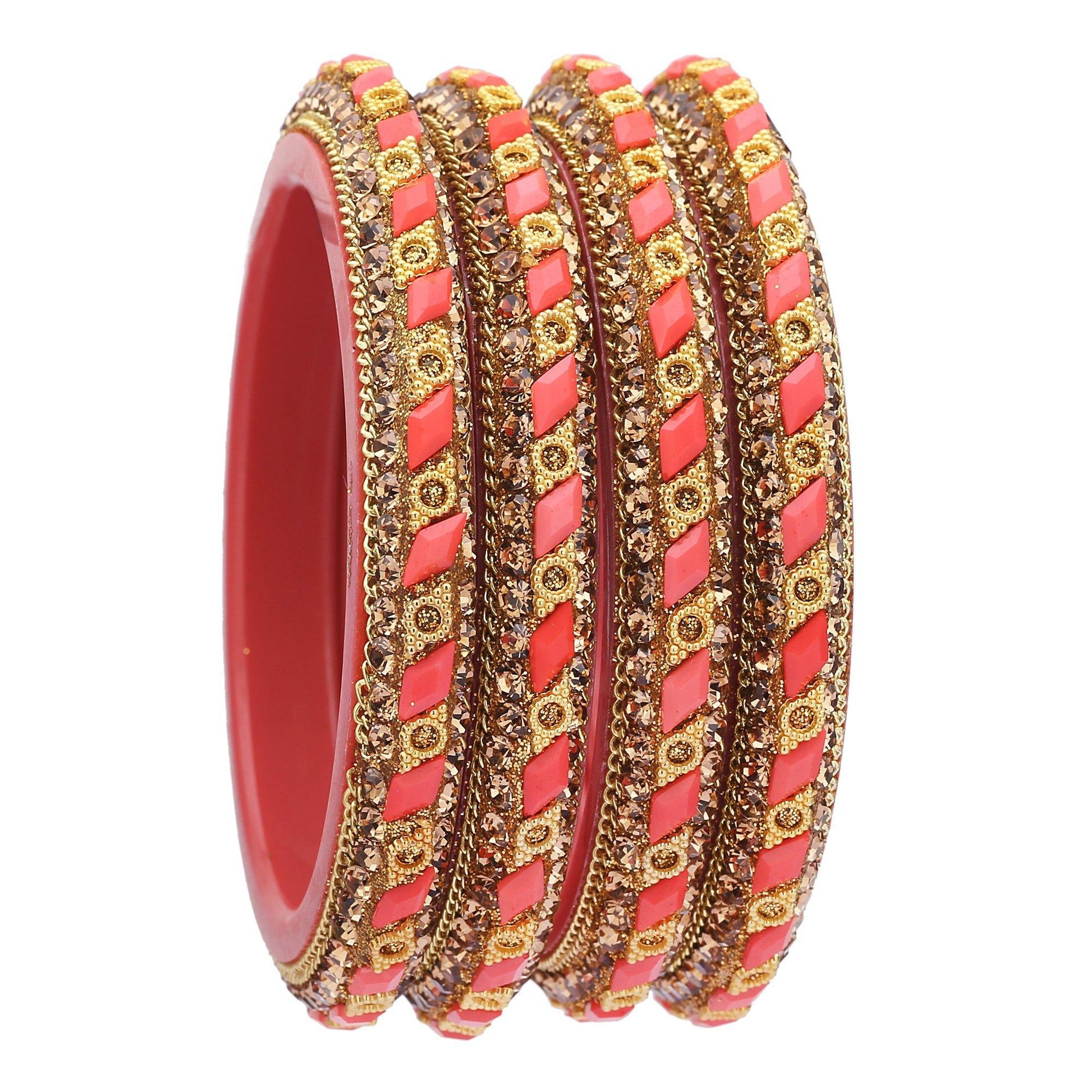 sukriti rajasthani contemporary baby-pink kada seep acrylic bangles for girls & women – set of 4