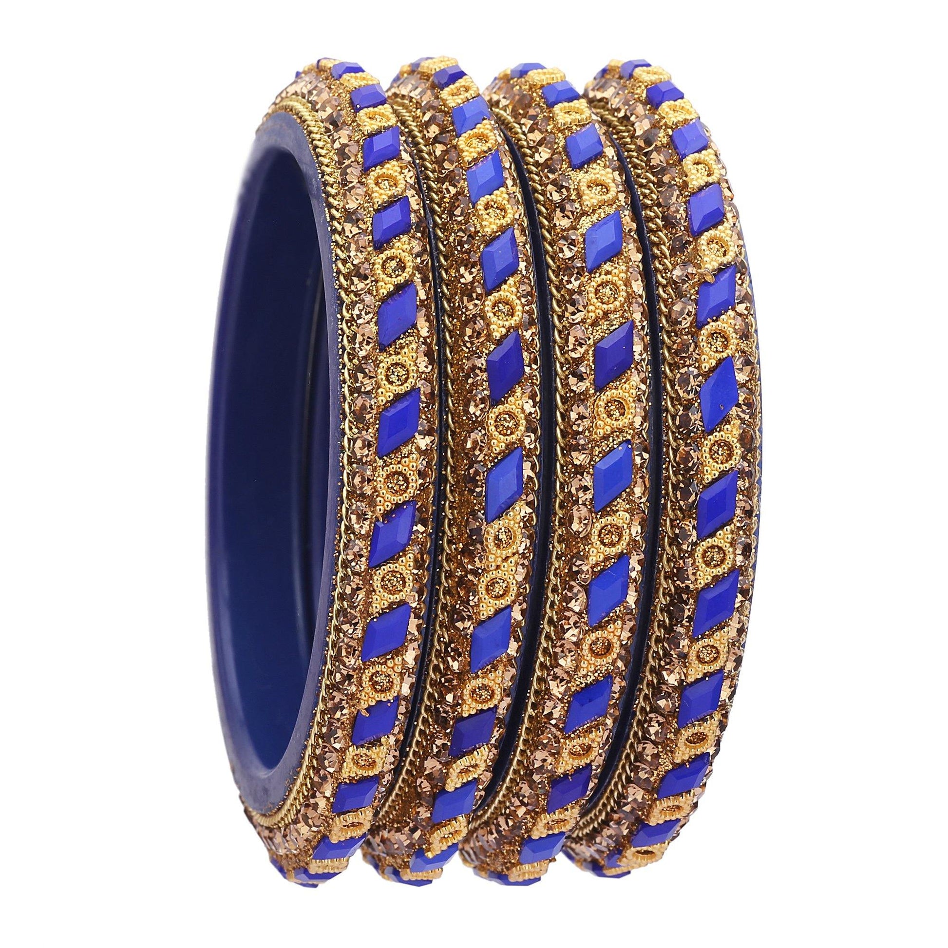 sukriti rajasthani contemporary blue kada seep acrylic bangles for girls & women – set of 4