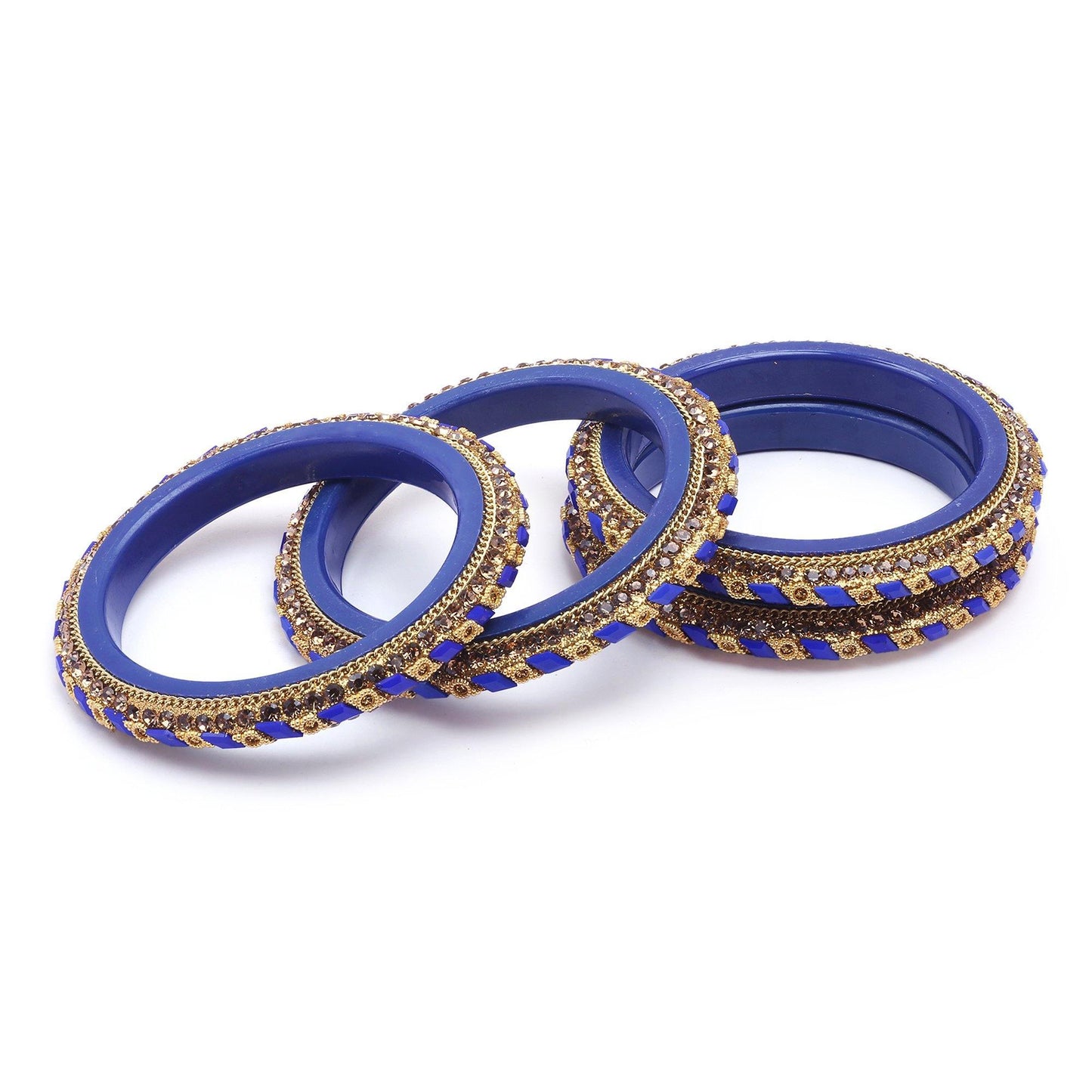 sukriti rajasthani contemporary blue kada seep acrylic bangles for girls & women – set of 4