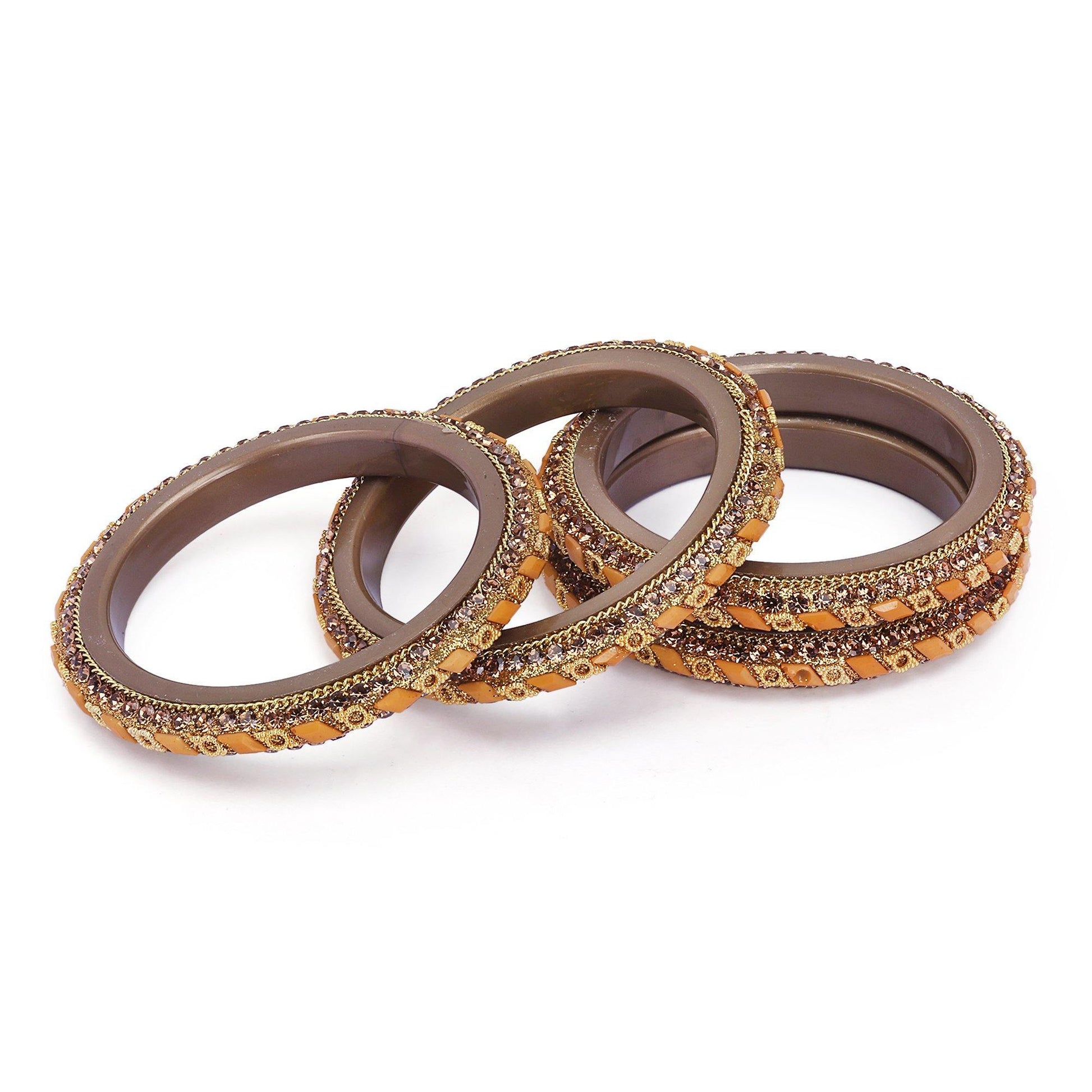 sukriti rajasthani contemporary golden kada seep acrylic bangles for girls & women – set of 4
