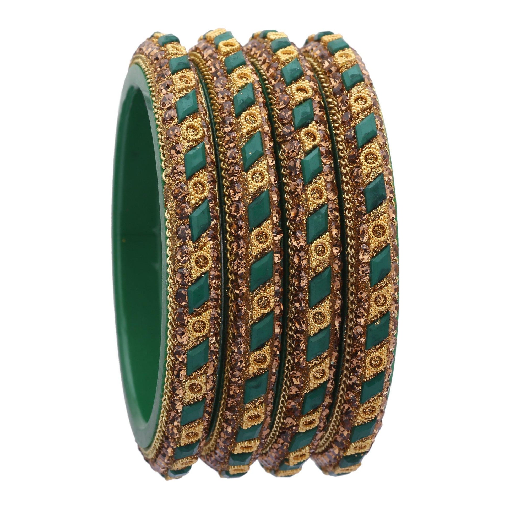 sukriti rajasthani contemporary green kada seep acrylic bangles for girls & women – set of 4