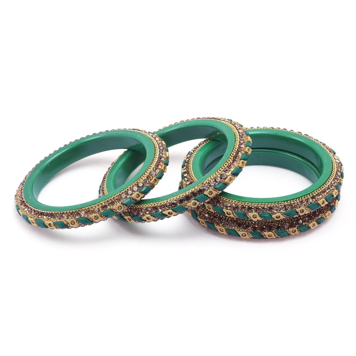 sukriti rajasthani contemporary green kada seep acrylic bangles for girls & women – set of 4