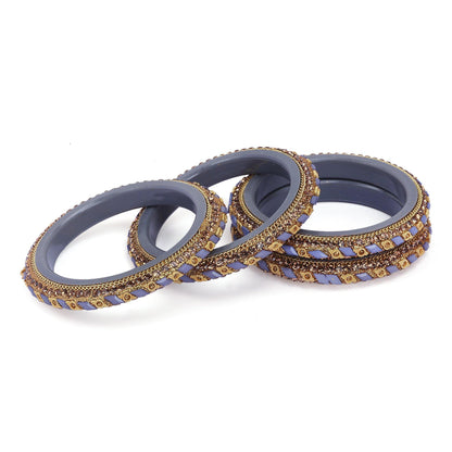 sukriti rajasthani contemporary grey kada seep acrylic bangles for girls & women – set of 4