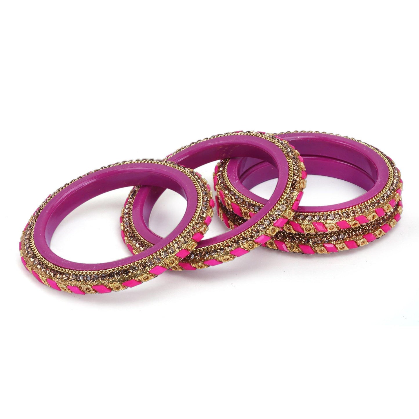 sukriti rajasthani contemporary magenta kada seep acrylic bangles for girls & women – set of 4