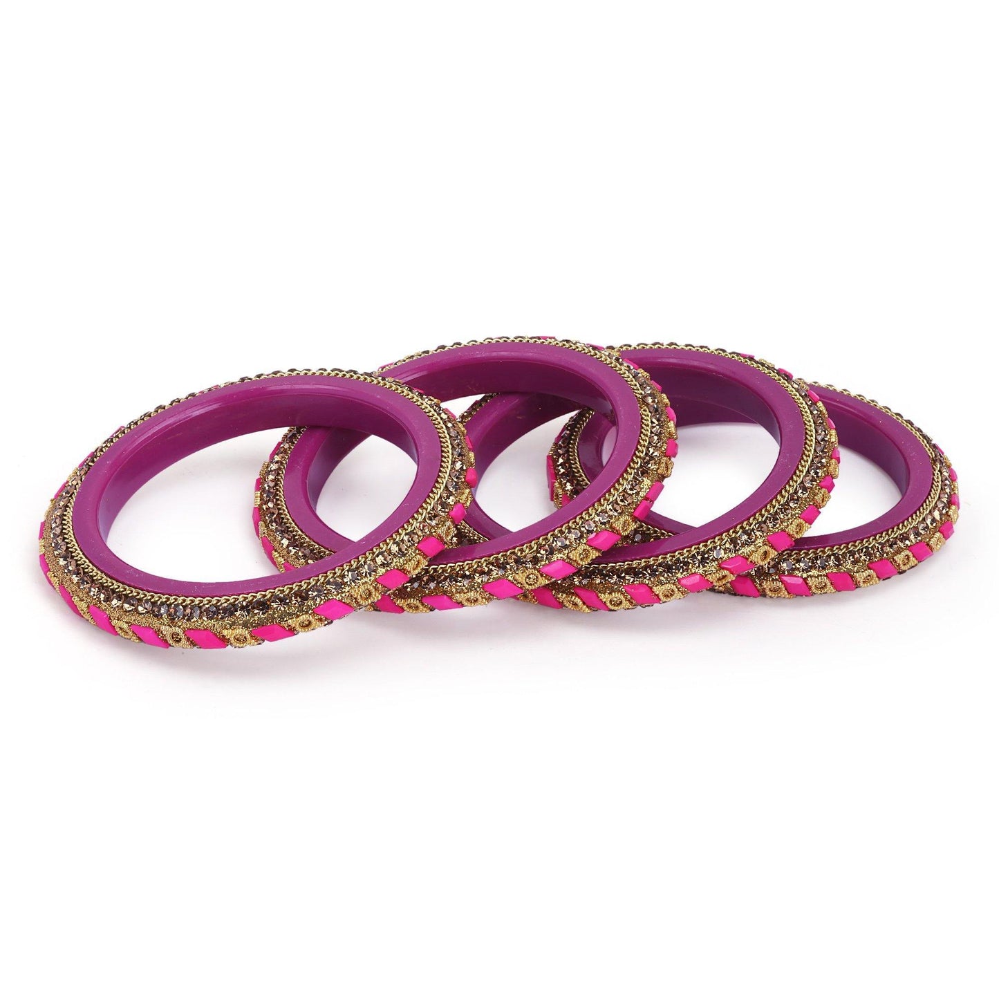 sukriti rajasthani contemporary magenta kada seep acrylic bangles for girls & women – set of 4