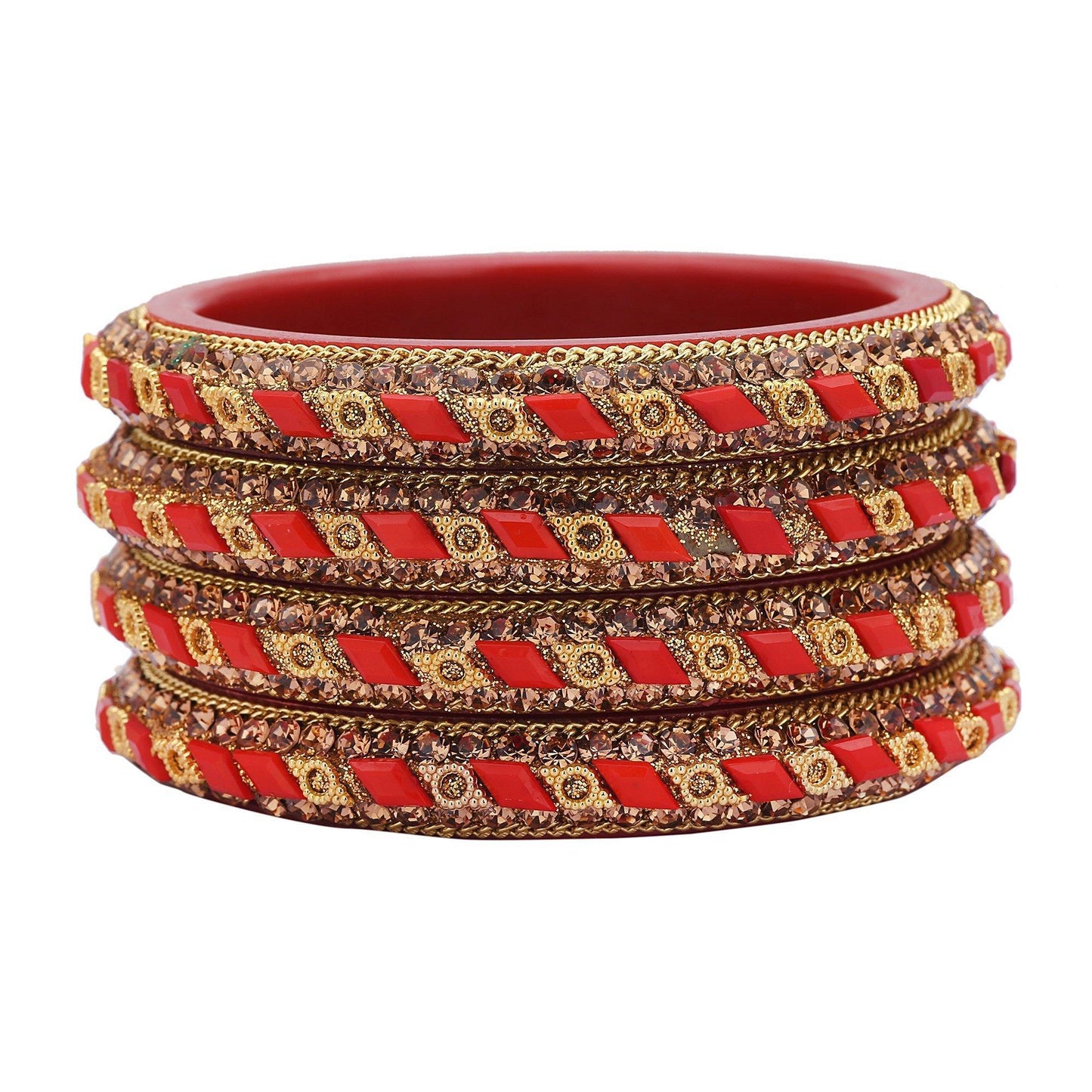 sukriti rajasthani contemporary red kada seep acrylic bangles for girls & women – set of 4