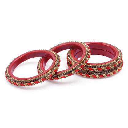 sukriti rajasthani contemporary red kada seep acrylic bangles for girls & women – set of 4