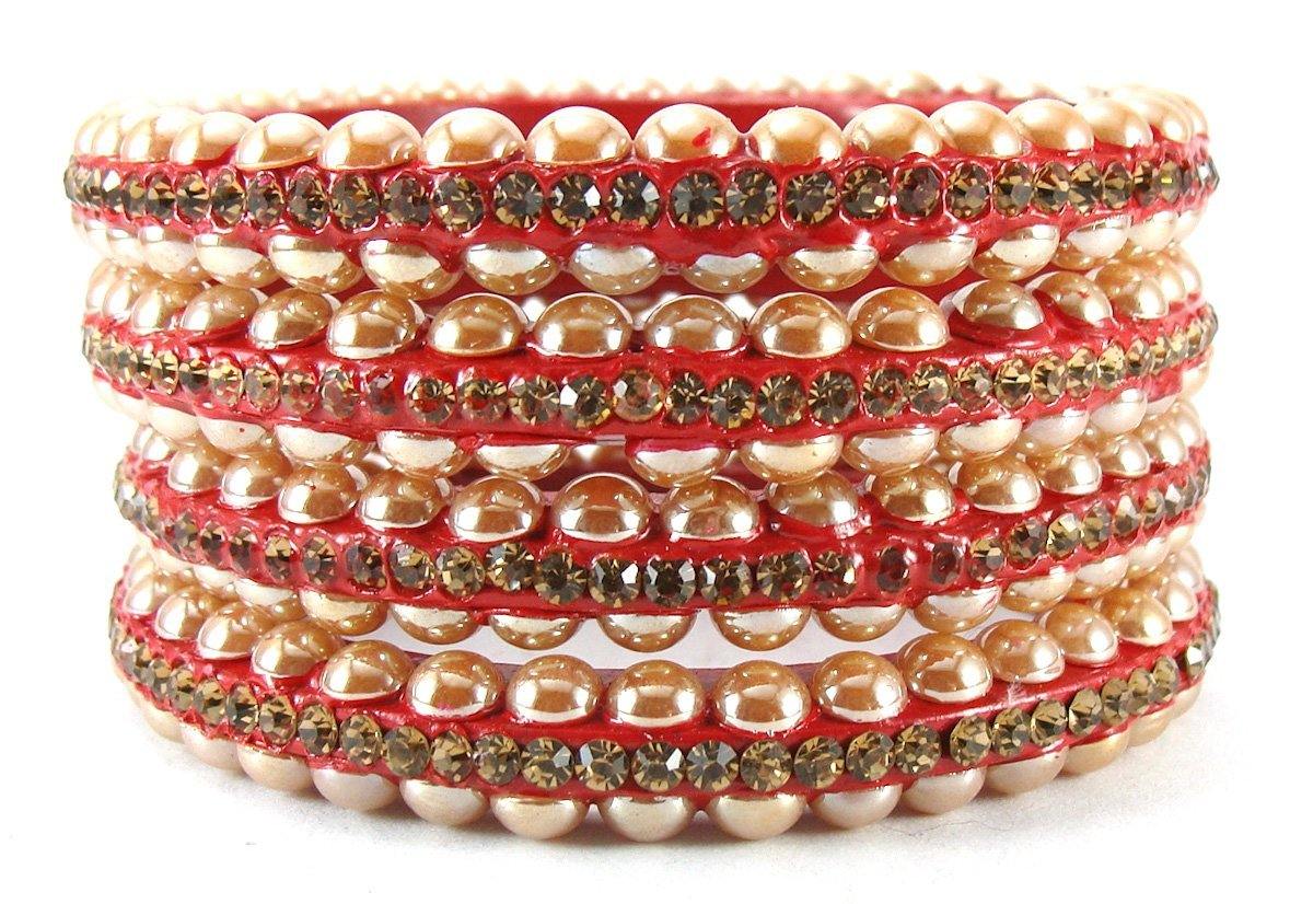 sukriti rajasthani contemporary red lac bangles for women - set of 4