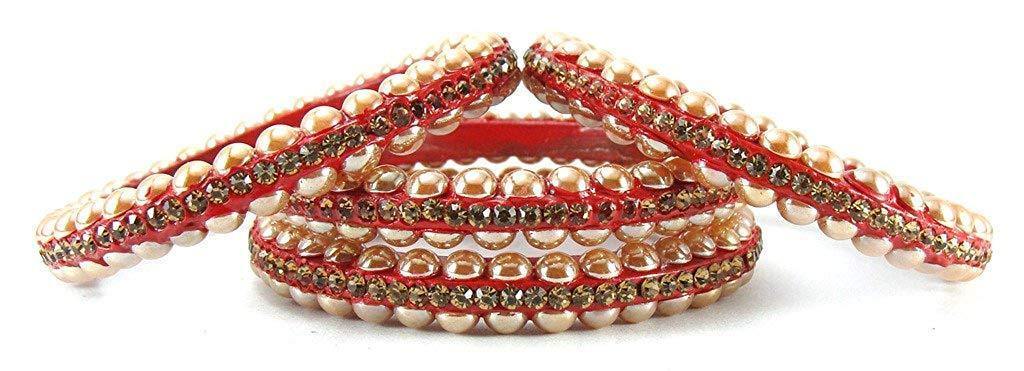 sukriti rajasthani contemporary red lac bangles for women - set of 4