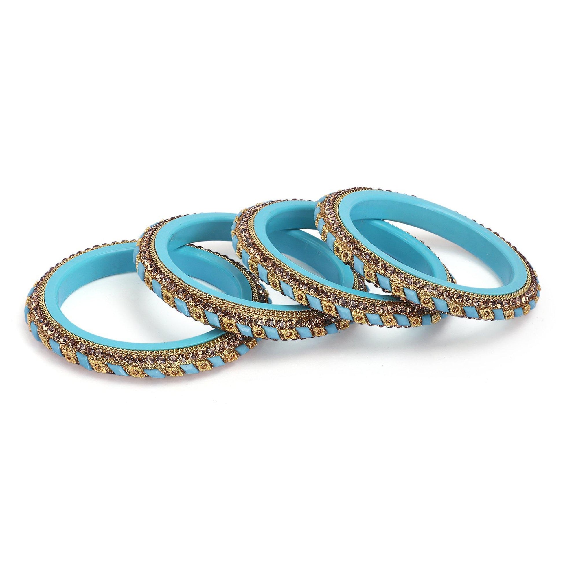 sukriti rajasthani contemporary sea-green kada seep acrylic bangles for girls & women – set of 4