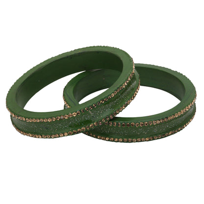 sukriti rajasthani elegant green lac bangles for women - set of 2