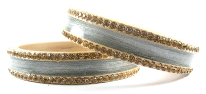 sukriti rajasthani elegant grey lac bangles for women - set of 2