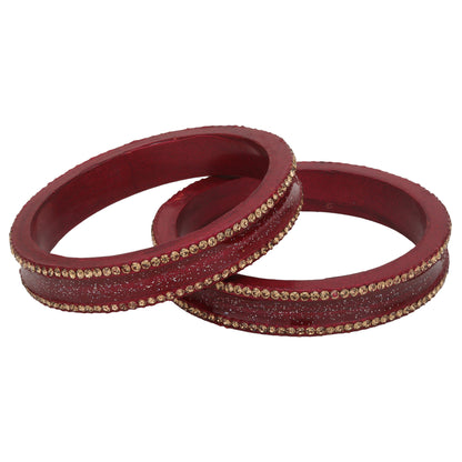 sukriti rajasthani elegant maroon lac bangles for women - set of 2
