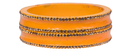 sukriti rajasthani elegant orange lac bangles for women - set of 2