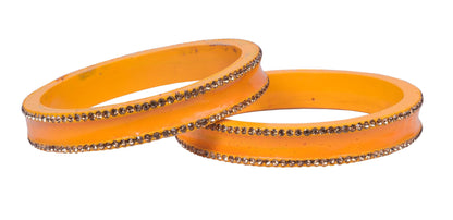 sukriti rajasthani elegant orange lac bangles for women - set of 2