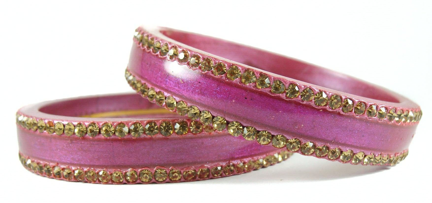sukriti rajasthani elegant pink lac bangles for women - set of 2
