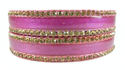 sukriti rajasthani elegant pink lac bangles for women - set of 2