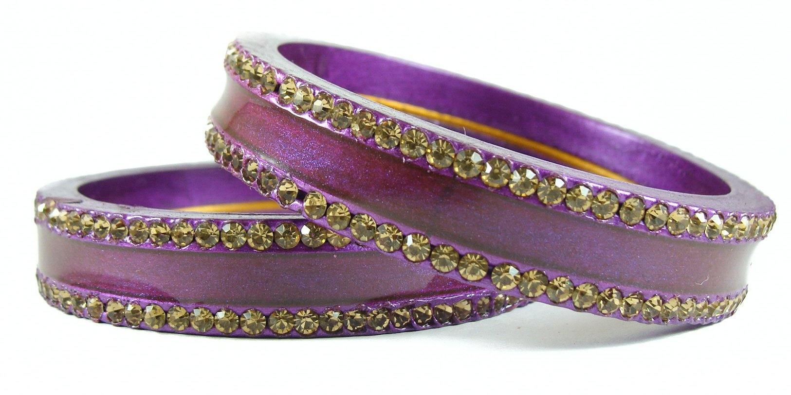 sukriti rajasthani elegant purple lac bangles for women - set of 2
