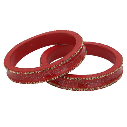 sukriti rajasthani elegant red lac bangles for women - set of 2