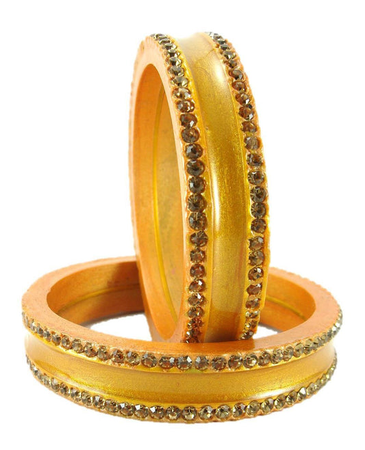 sukriti rajasthani elegant saffron lac bangles for women - set of 2 2.4 / saffron