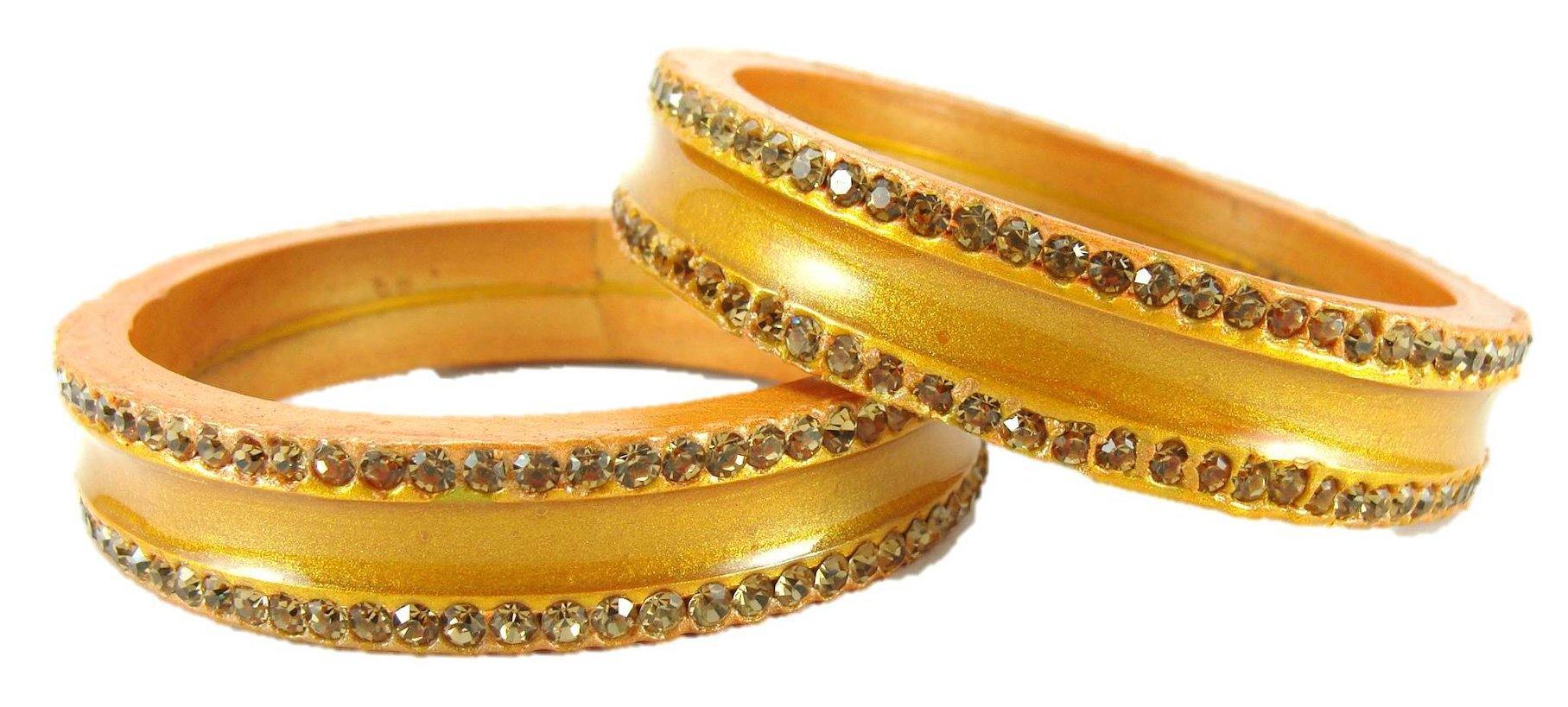 sukriti rajasthani elegant saffron lac bangles for women - set of 2