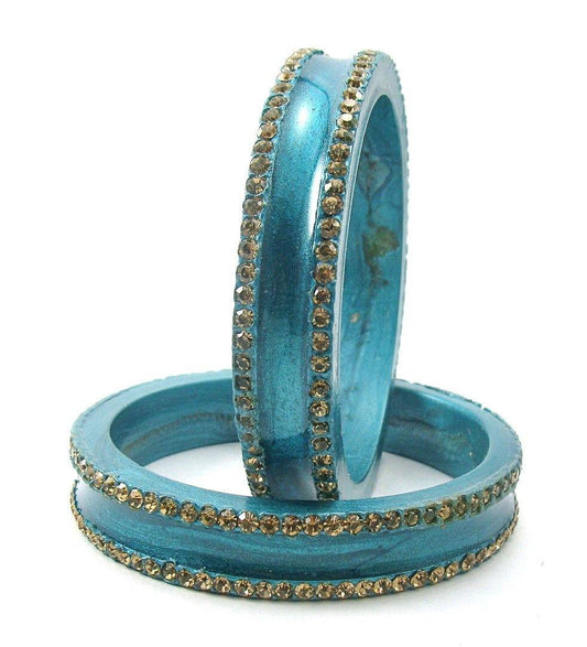 sukriti rajasthani elegant sea-green lac bangles for women - set of 2 2.4 / seagreen