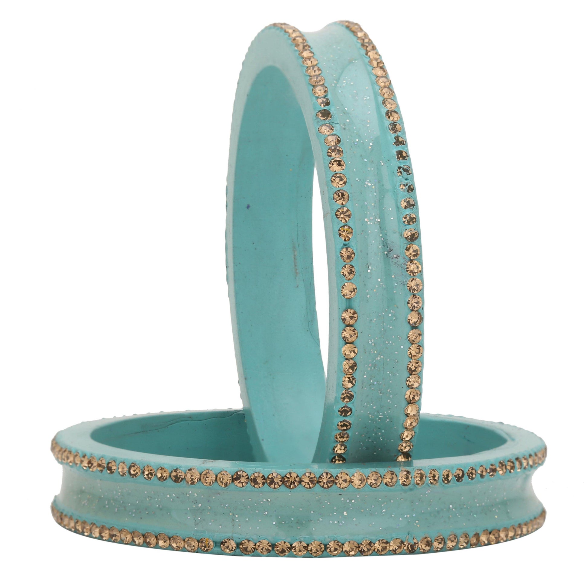 sukriti rajasthani elegant turquoise lac bangles for women - set of 2