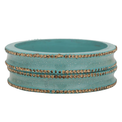 sukriti rajasthani elegant turquoise lac bangles for women - set of 2