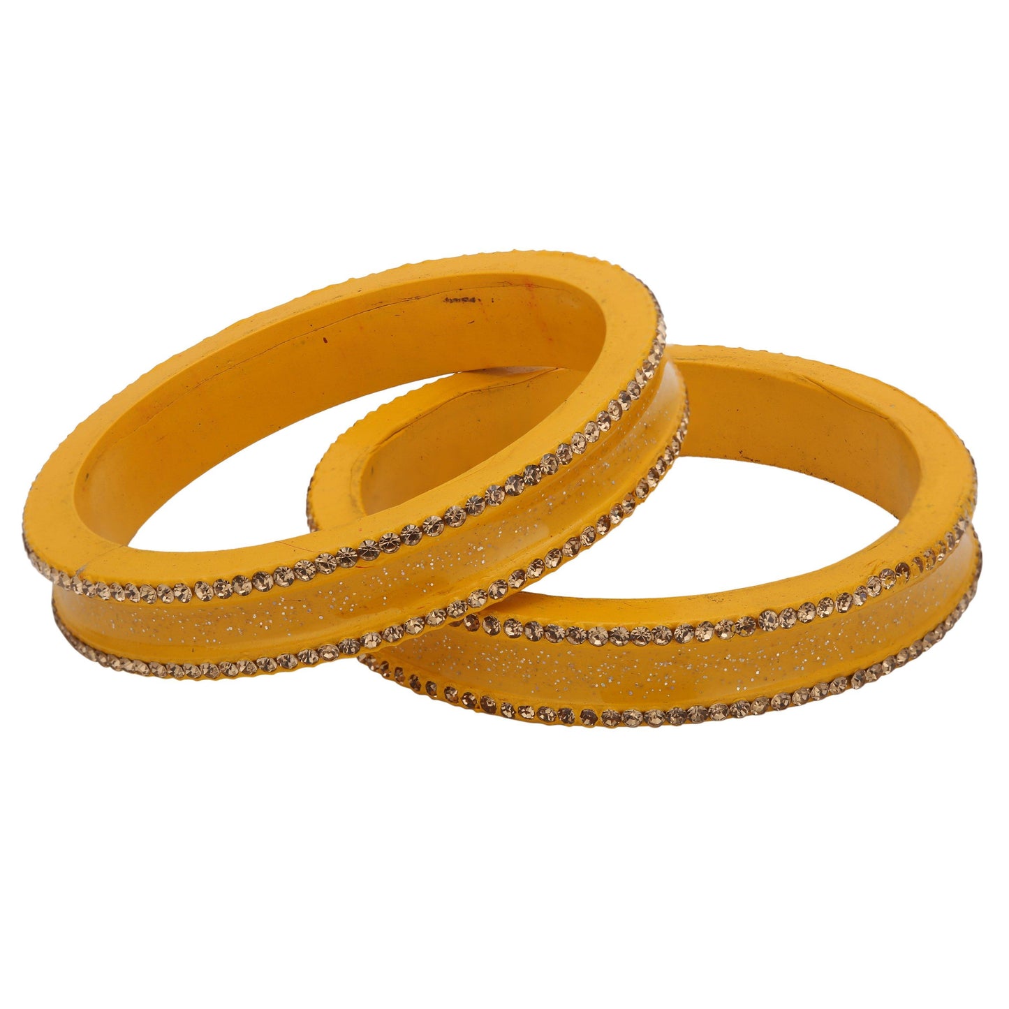 sukriti rajasthani elegant yellow lac bangles for women - set of 2