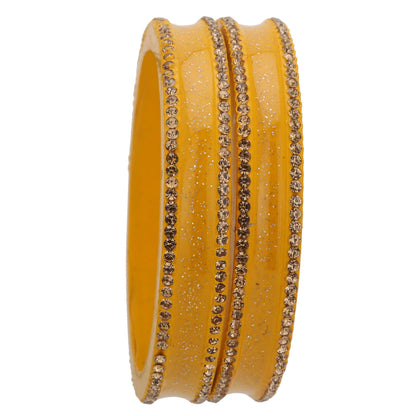 sukriti rajasthani elegant yellow lac bangles for women - set of 2