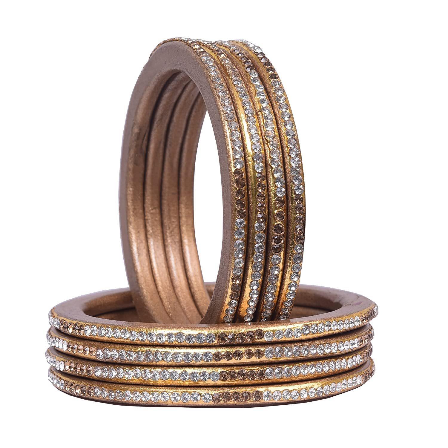 sukriti rajasthani ethnic gold lac bangles for women - set of 8
