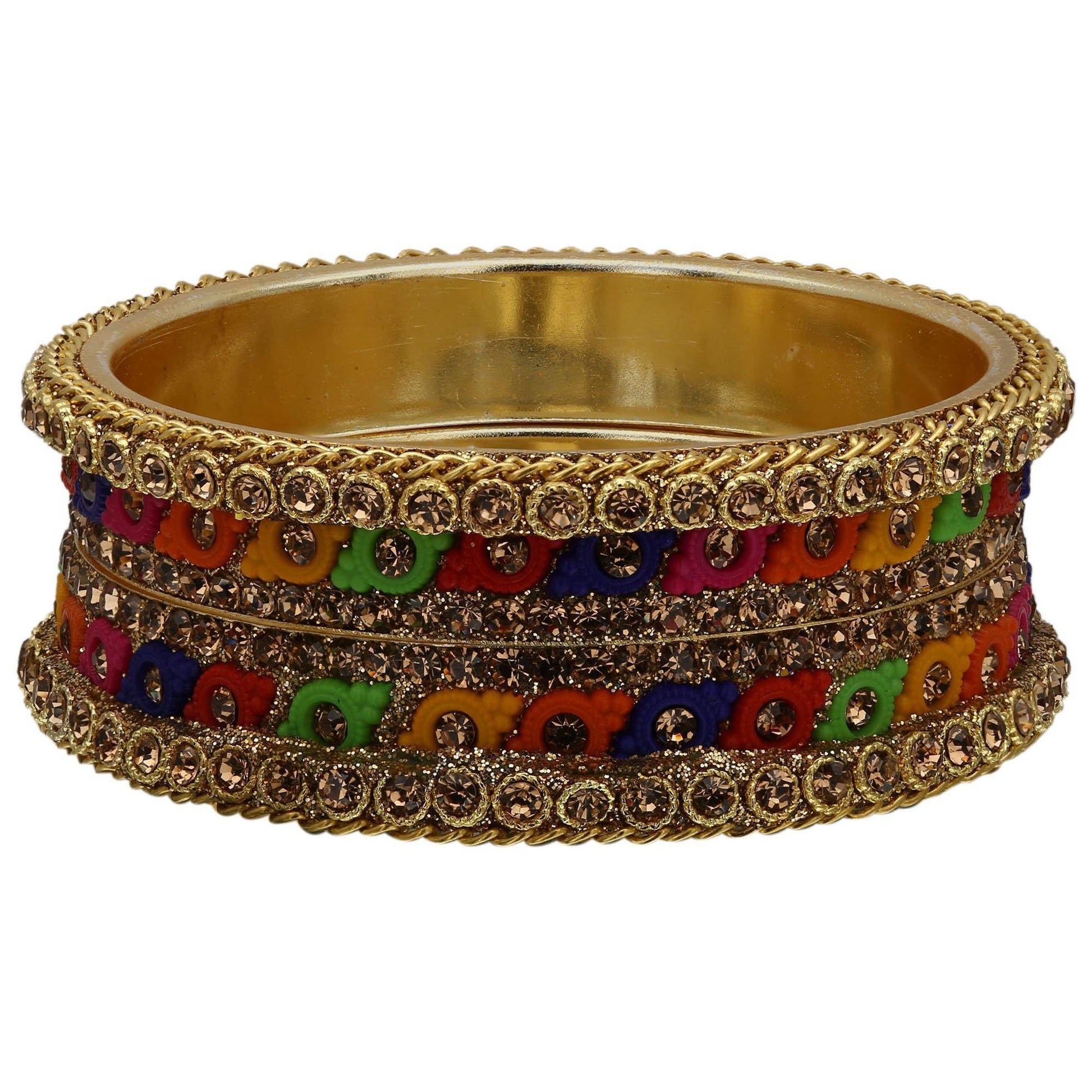 sukriti rajasthani ethnic golden brass kada bangles for women – set of 2