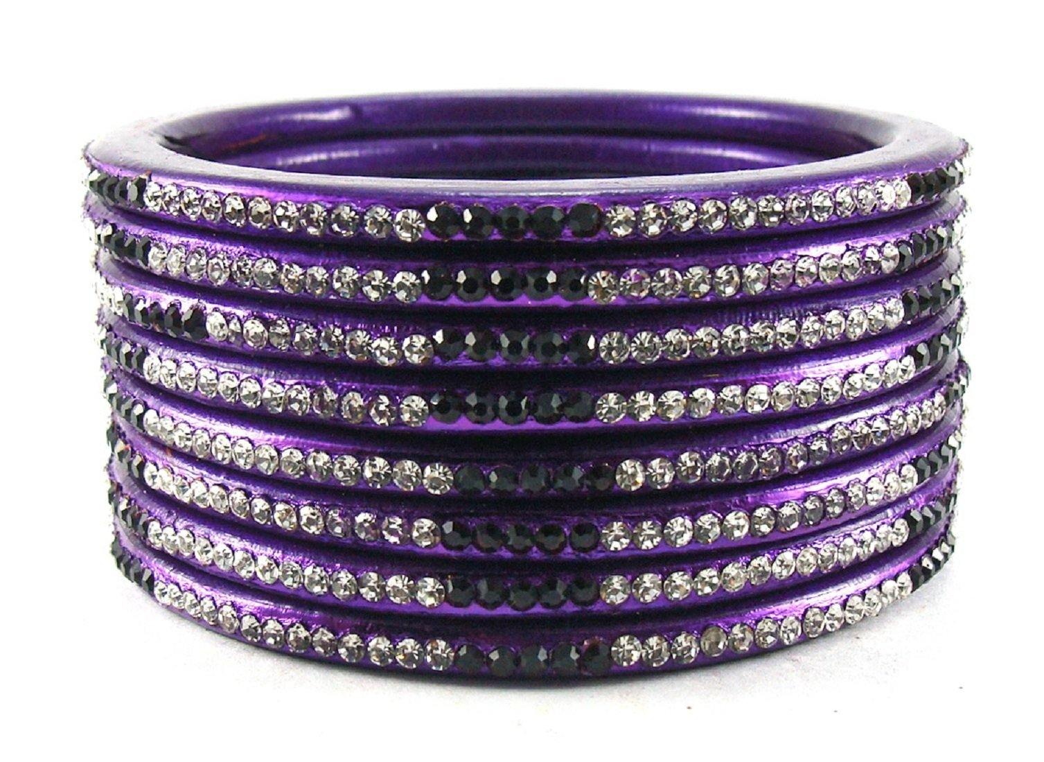 sukriti rajasthani ethnic purple lac bangles for women - set of 8