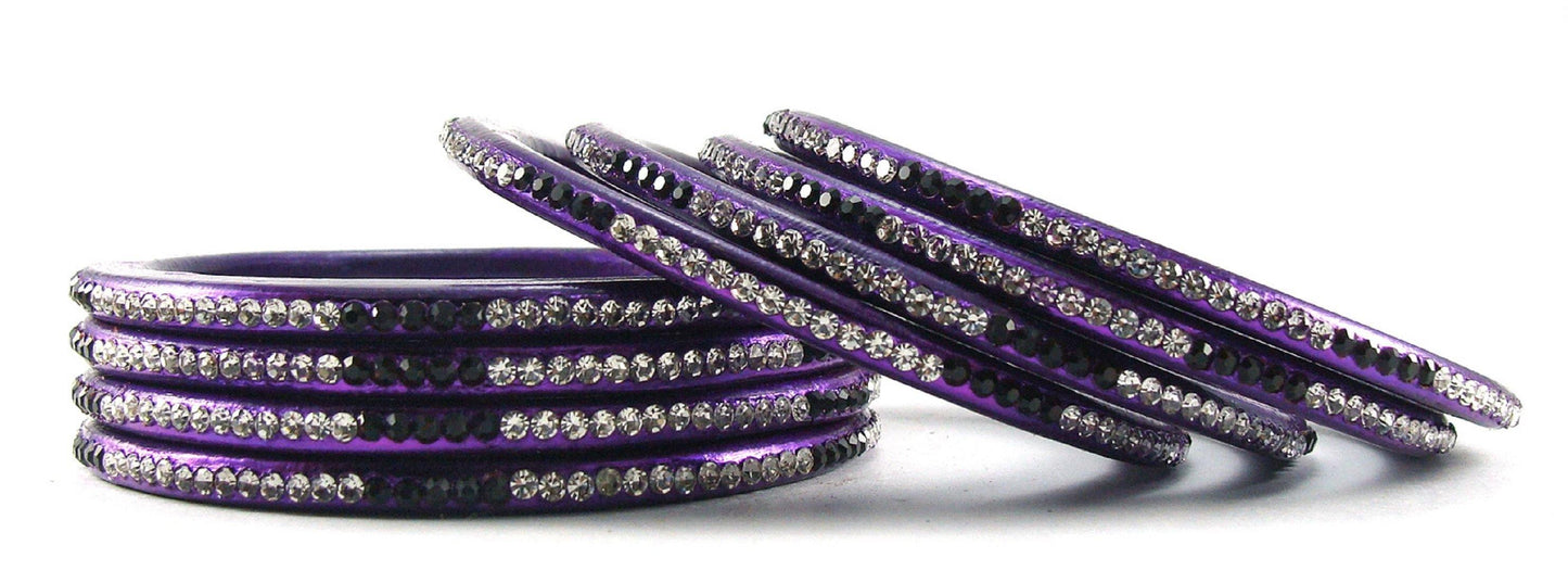 sukriti rajasthani ethnic purple lac bangles for women - set of 8