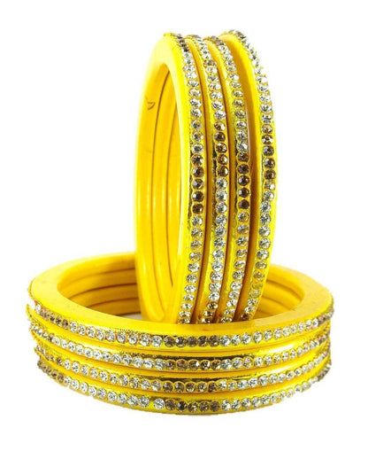 sukriti rajasthani ethnic yellow lac bangles for women - set of 8