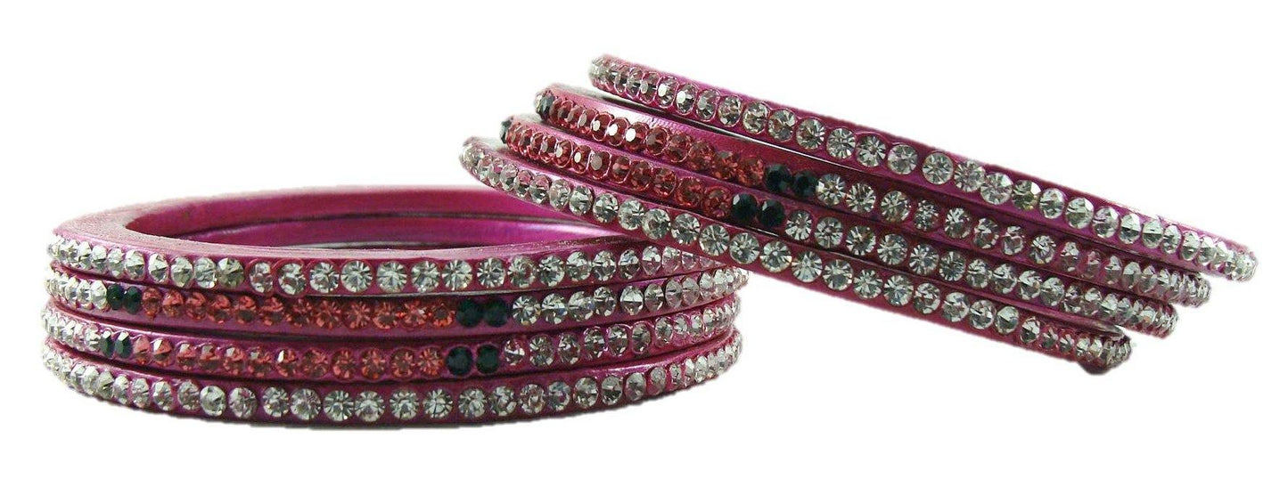 sukriti rajasthani festive magenta lac bangles for women - set of 8