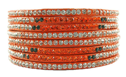 sukriti rajasthani festive orange lac bangles for women - set of 8