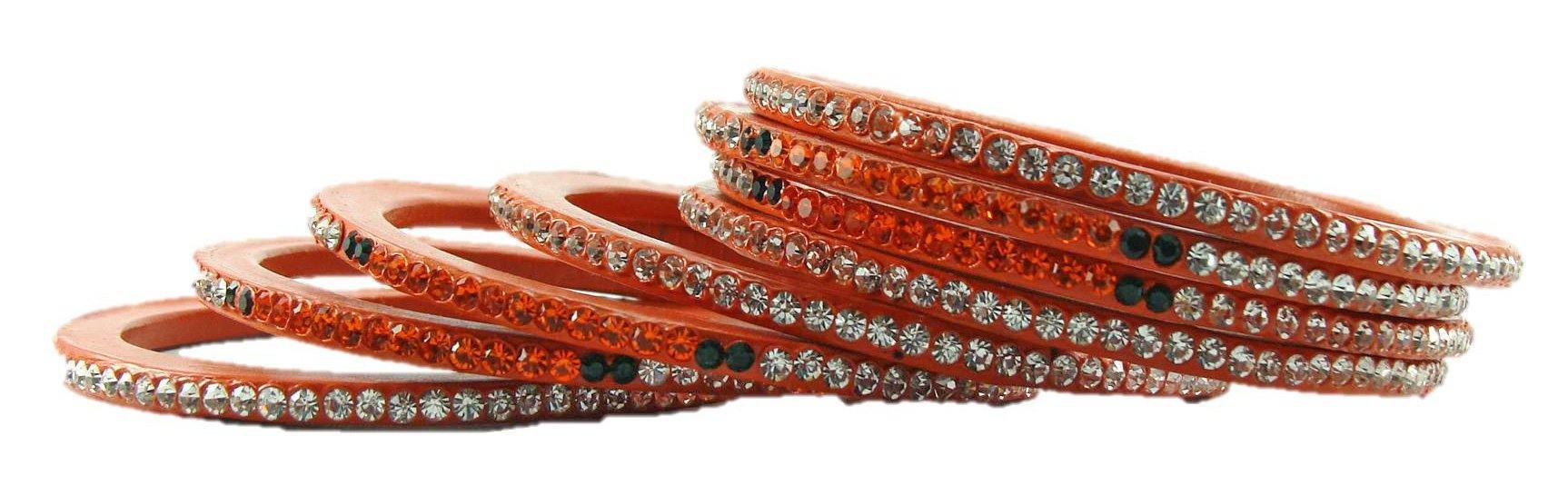 sukriti rajasthani festive orange lac bangles for women - set of 8