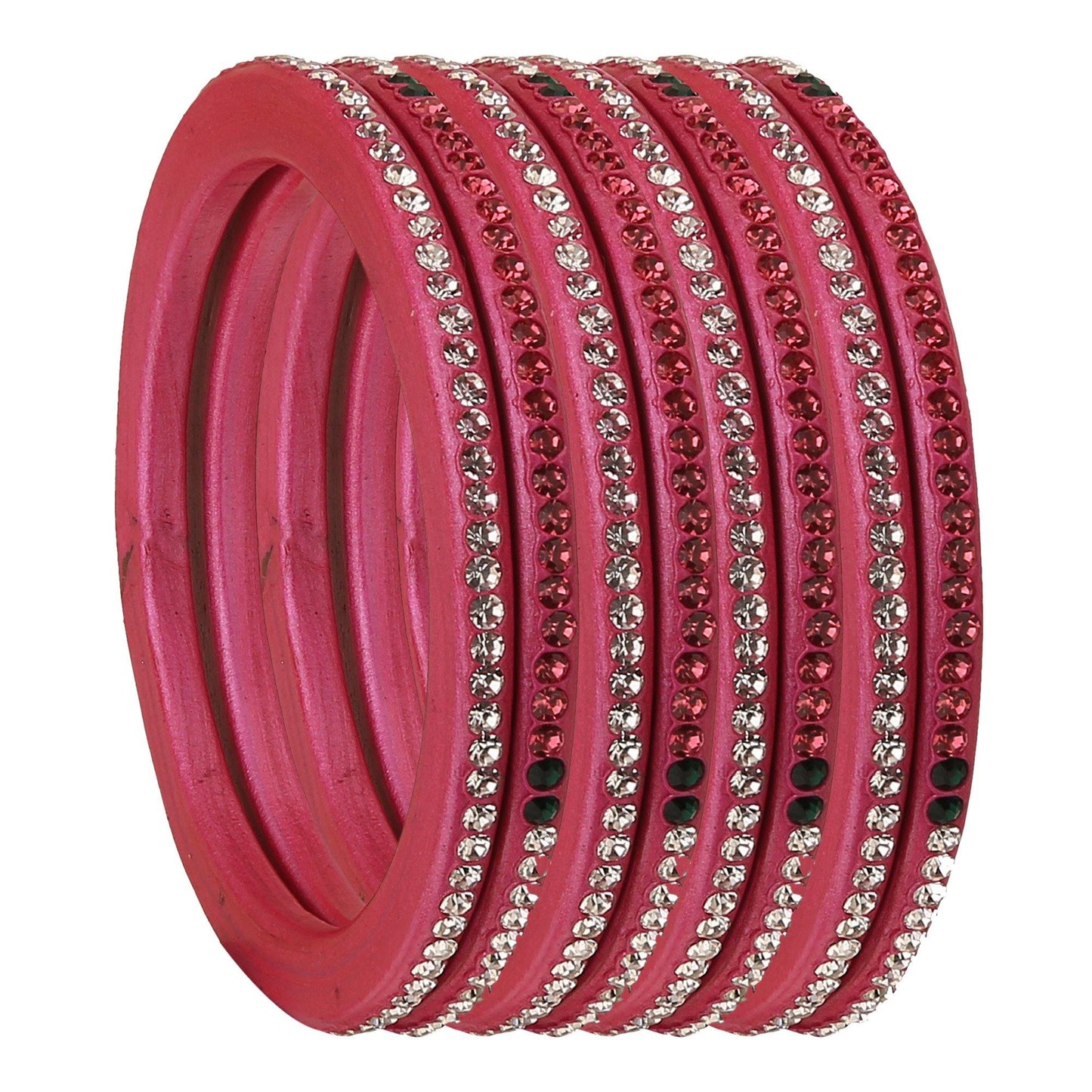 sukriti rajasthani festive pink lac bangles for women - set of 8