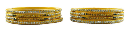 sukriti rajasthani festive yellow lac bangles for women - set of 8