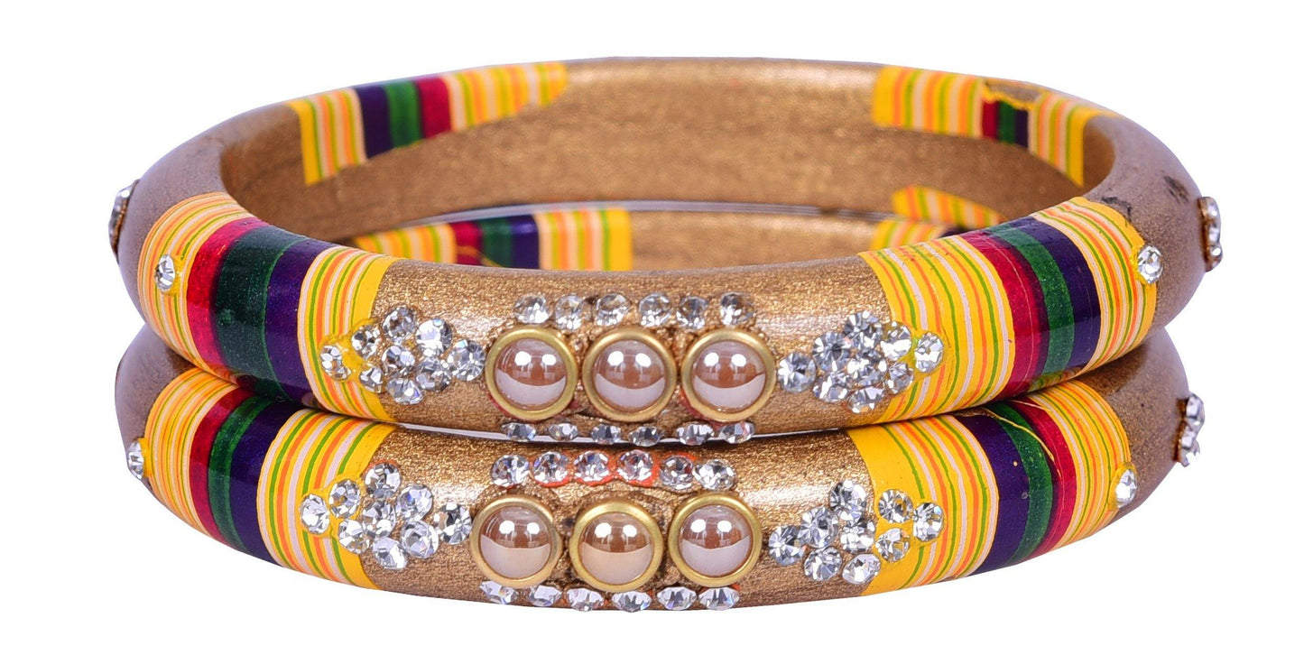 sukriti rajasthani gold lac bangles for women - set of 2
