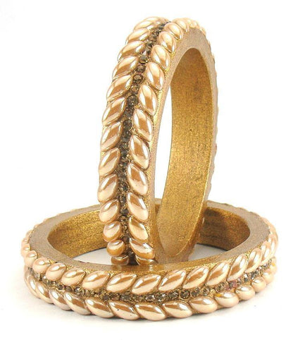 sukriti rajasthani golden lac bangles for women - set of 2