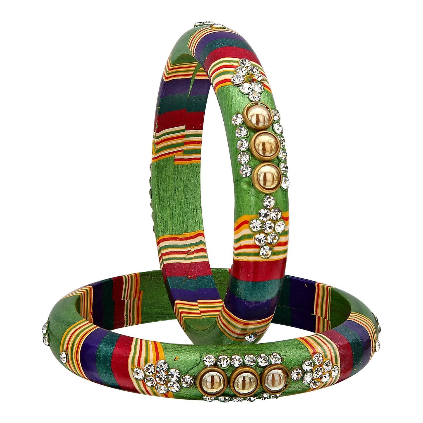sukriti rajasthani green lac bangles for women - set of 2