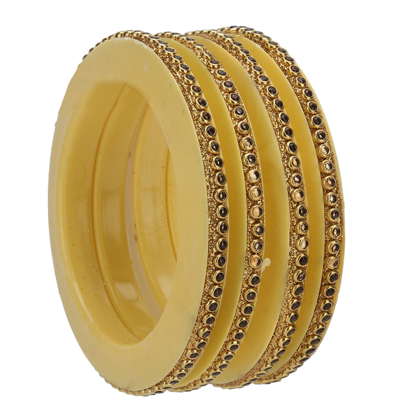 sukriti rajasthani handcrafted kundan pearl plastic golden bridal chuda bangles for women – set of 18