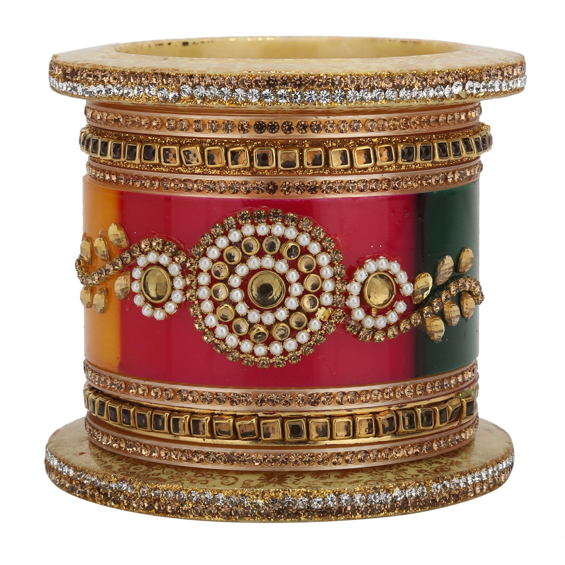 sukriti rajasthani handcrafted kundan pearl plastic multicolor bridal chuda bangles for women – set of 18