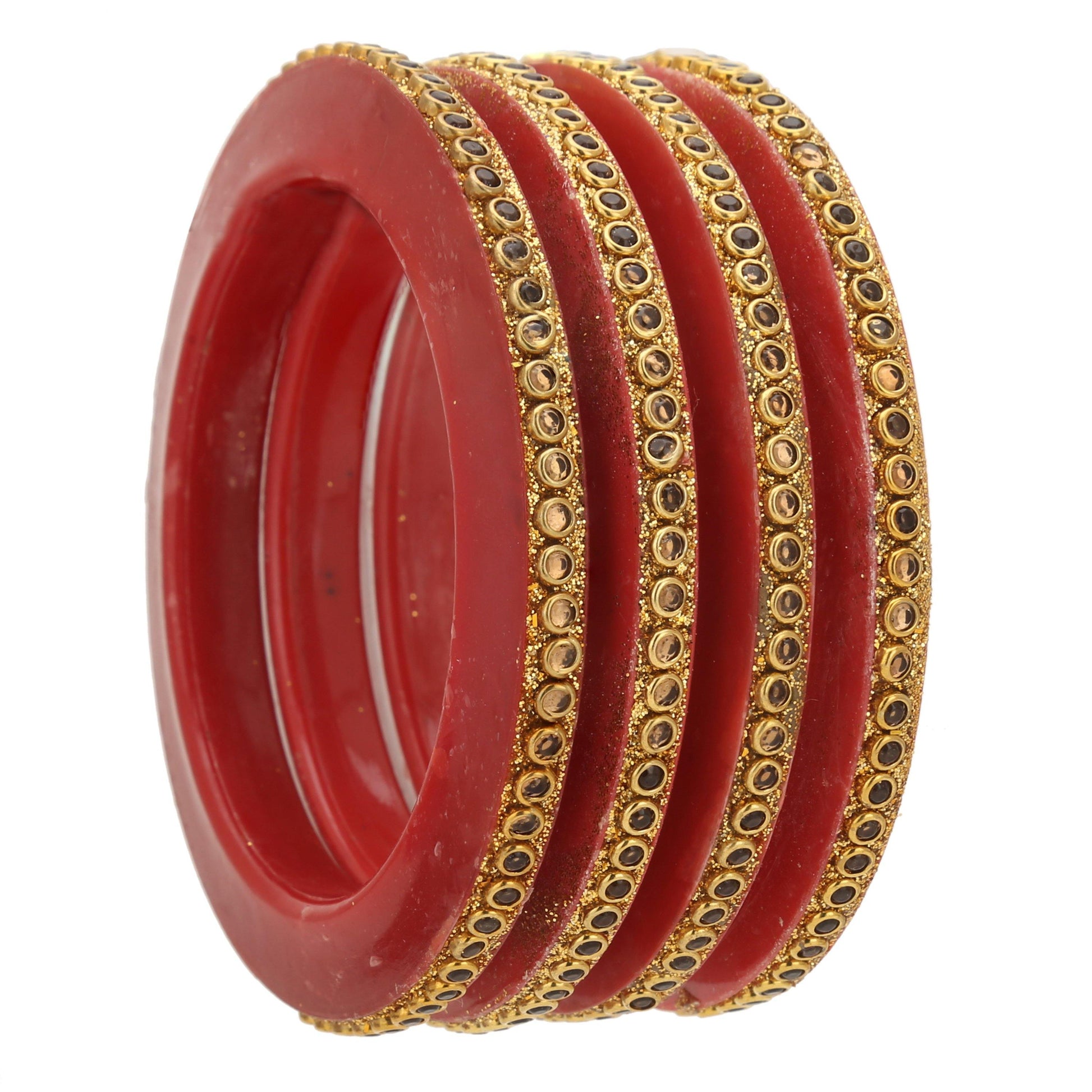 sukriti rajasthani handcrafted kundan pearl plastic red bridal chuda bangles for women – set of 18